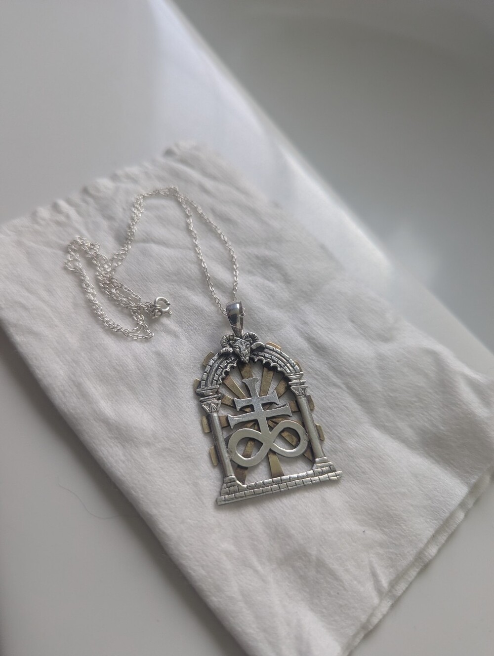 Leviathan cross / Sulphur sigil sterling silver 925 pendant + Chain